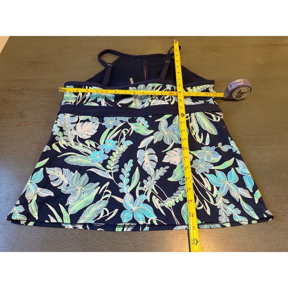 Lands End Womens Blue White Tropical Floral One Piece Swimsuit Shelf Bra Size 16 - Picture 4 of 4